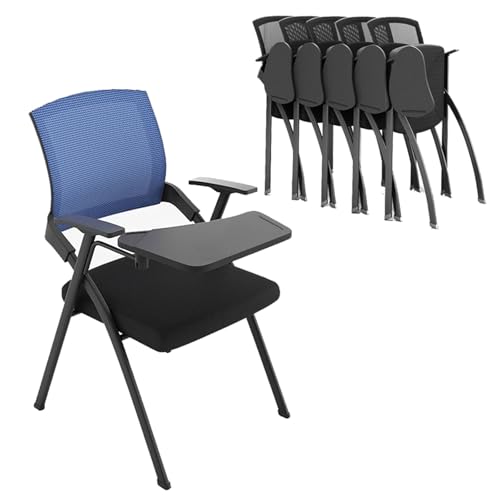 YDkjwjw 5Pcs Stackable Foldable Office Chair Klappbarer Schreibtischstuhl mit Flip-Up Tablet Arm, Atmungsaktive Mesh Rückenlehne, Dickes Sitzkissen Konferenzraum Stuhl von YDkjwjw