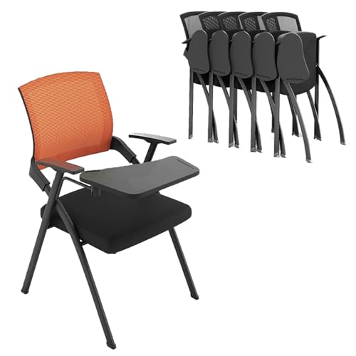 YDkjwjw 5Pcs Stackable Foldable Office Chair Klappbarer Schreibtischstuhl mit Flip-Up Tablet Arm, Atmungsaktive Mesh Rückenlehne, Dickes Sitzkissen Konferenzraum Stuhl von YDkjwjw