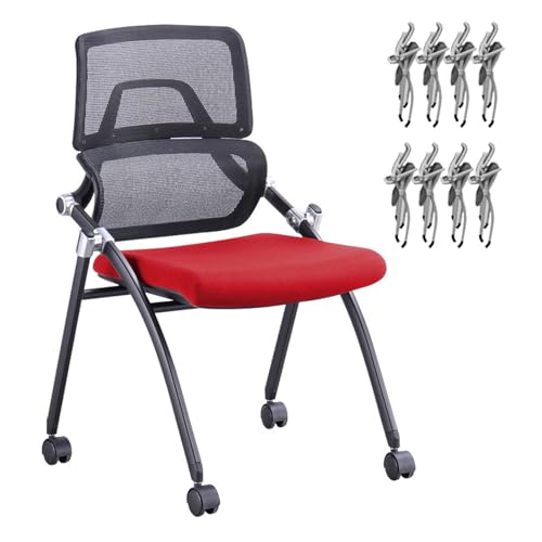 YDkjwjw 8 Pack stapelbar faltbar Konferenzraum Stühle Portable gepolsterte Büro Schreibtischstuhl mit Lendenwirbelstütze und Schiebe-Armlehne für Schulungsraum, Gast, Rezeption, Veranstaltung von YDkjwjw