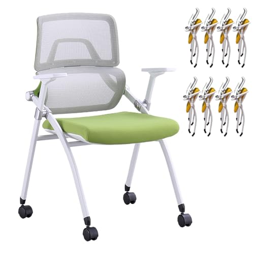 YDkjwjw 8 Pack stapelbar faltbar Konferenzraum Stühle Portable gepolsterte Büro Schreibtischstuhl mit Lendenwirbelstütze und Schiebe-Armlehne für Schulungsraum, Gast, Rezeption, Veranstaltung von YDkjwjw