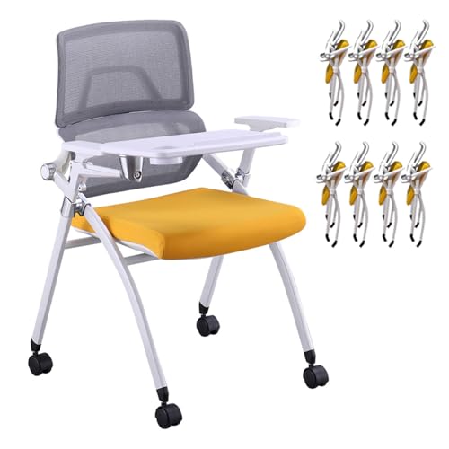 YDkjwjw 8 Pack stapelbar faltbar Konferenzraum Stühle Portable gepolsterte Büro Schreibtischstuhl mit Lendenwirbelstütze und Schiebe-Armlehne für Schulungsraum, Gast, Rezeption, Veranstaltung von YDkjwjw