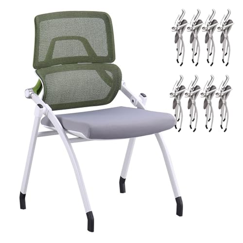 YDkjwjw 8 Pack stapelbar faltbar Konferenzraum Stühle Portable gepolsterte Büro Schreibtischstuhl mit Lendenwirbelstütze und Schiebe-Armlehne für Schulungsraum, Gast, Rezeption, Veranstaltung von YDkjwjw