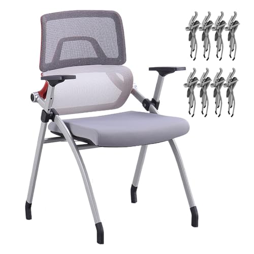 YDkjwjw 8 Pack stapelbar faltbar Konferenzraum Stühle Portable gepolsterte Büro Schreibtischstuhl mit Lendenwirbelstütze und Schiebe-Armlehne für Schulungsraum, Gast, Rezeption, Veranstaltung von YDkjwjw