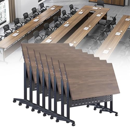 YDkjwjw 8er-Pack Klappbarer Konferenztisch mit feststellbaren Rädern, mobiler Schulungstisch mit Klappplatte, klappbare Besprechungstische für das Büro, Zuhause, Klassenzimmer von YDkjwjw