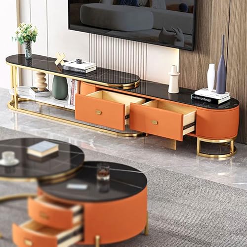 YDkjwjw Ausziehbare TV-Konsole, Moderner TV-Ständer mit Schubladen und Offenen Regalen, Versenkbares Entertainment-Center für das Wohnzimmer von YDkjwjw