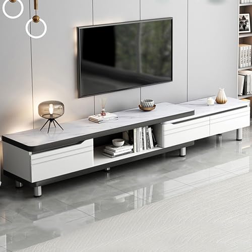 YDkjwjw Ausziehbare TV-Ständer für das Wohnzimmer, TV-Konsolentisch Minimalistisches rechteckiges Unterhaltungscenter mit Schubladen und offenen Regalen für das Wohnzimmer Schlafzimmer von YDkjwjw