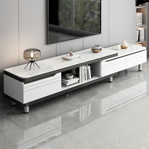 YDkjwjw Ausziehbare TV-Ständer für das Wohnzimmer, TV-Konsolentisch Minimalistisches rechteckiges Unterhaltungscenter mit Schubladen und offenen Regalen für das Wohnzimmer Schlafzimmer von YDkjwjw