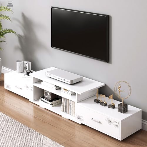 YDkjwjw Ausziehbarer TV-Ständer Modernes Entertainment Center Reversible TV-Medienkonsole mit Schubladen Verstellbarer Teleskop-TV-Schrank für das Wohnzimmer Schlafzimmer YDkjwjw Ausziehbarer TV-Ständer Modernes Entertainment Center Reversible TV-Medienkonsole mit Schubladen Verstellbarer Teleskop-TV-Schrank für das Wohnzimmer Schlafzimmer von YDkjwjw