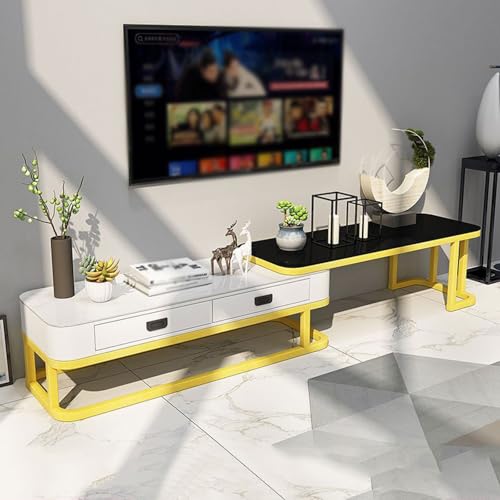 YDkjwjw Ausziehbarer TV-Ständer für Fernseher Verstellbares Entertainment-Center mit Schubladen, verschiebbare Tisch-Medienkonsole für das Wohnzimmer von YDkjwjw