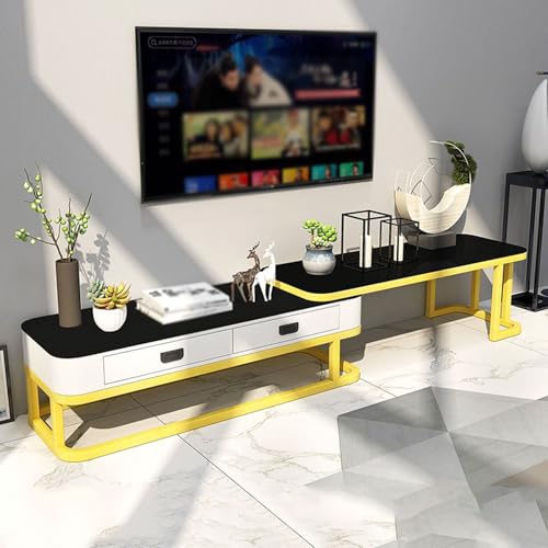 YDkjwjw Ausziehbarer TV-Ständer für Fernseher Verstellbares Entertainment-Center mit Schubladen, verschiebbare Tisch-Medienkonsole für das Wohnzimmer von YDkjwjw
