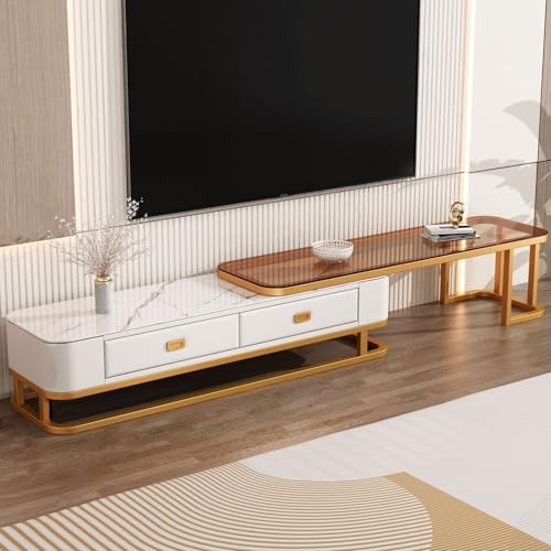YDkjwjw Ausziehbarer TV-Ständer mit Schubladen Moderner Entertainment Center Media Console Schrank mit offenen Regalen für das Wohnzimmer von YDkjwjw