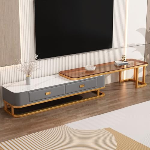 YDkjwjw Ausziehbarer TV-Ständer mit Schubladen Moderner Entertainment Center Media Console Schrank mit offenen Regalen für das Wohnzimmer von YDkjwjw