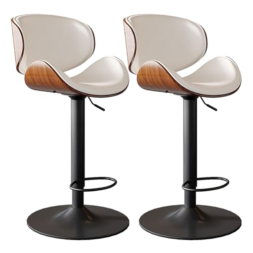YDkjwjw Barhocker 2er-Set, höhenverstellbare, drehbare Barhocker, Barstuhl mit PU-Lederpolsterung und Rückenlehne und Fußstütze für Bar, Küche und Esszimmer von YDkjwjw