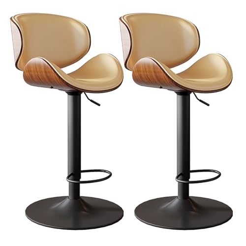 YDkjwjw Barhocker 2er-Set, höhenverstellbare, drehbare Barhocker, Barstuhl mit PU-Lederpolsterung und Rückenlehne und Fußstütze für Bar, Küche und Esszimmer von YDkjwjw