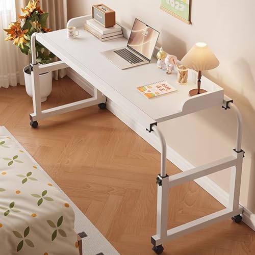 YDkjwjw Betttisch mit Rädern, Mobiler Computertisch Verstellbarer Überbett-Laptop-Tischverlängerung über Dem Nachttisch mit Robustem Metallbein von YDkjwjw