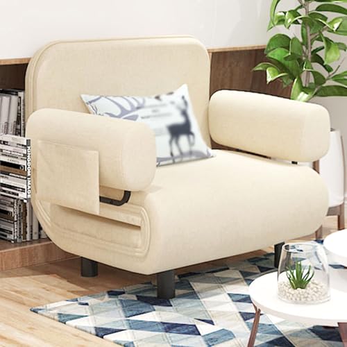 YDkjwjw Klappbares Schlafsofa mit Verstellbarer Rückenlehne und Kissen, 3-in-1-Cabrio-Einzelschlafsofa mit gepolstertem Sitz, Couch Guest Sleeper Recliner Lounge Sessel für Home Office von YDkjwjw