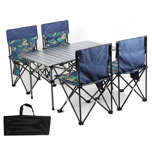 YDkjwjw Leichter Picknicktisch mit Aluminium-Rolltisch und tragbaren Campingstühlen Klappbarer Campingtisch und Stuhl, Faltbarer Rasenstuhl mit Tragetasche, Blau YDkjwjw Leichter Picknicktisch mit Aluminium-Rolltisch und tragbaren Campingstühlen Klappbarer Campingtisch und Stuhl, Faltbarer Rasenstuhl mit Tragetasche, Blau von YDkjwjw