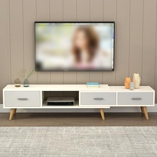 YDkjwjw Mid Century Modern TV-Ständerschrank mit 3 Schubladen Ausziehbare TV-Einheit Medieneinheiten mit Stauraum für das Wohnzimmer von YDkjwjw