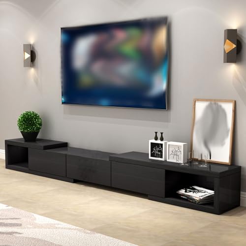 YDkjwjw Mid-Century Modern ausziehbarer TV-Ständer mit Ablagefächern für das Wohnzimmer, Verstellbarer TV-Schrank mit Schublade Entertainment Center von YDkjwjw