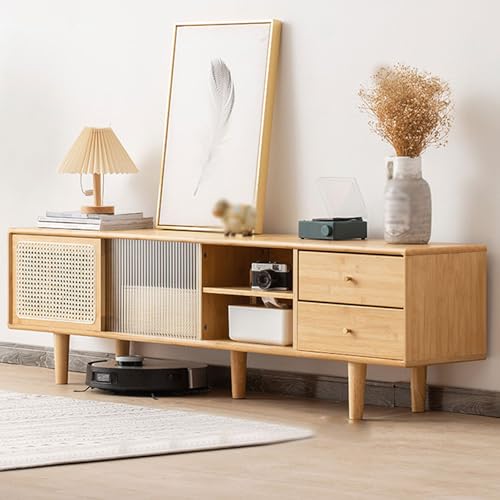 YDkjwjw Mid-Century TV-Schrank mit Schubladendesign, Medienschrank aus Holz für Fernseher Unterhaltungsspiele TV-Medienkonsole von YDkjwjw