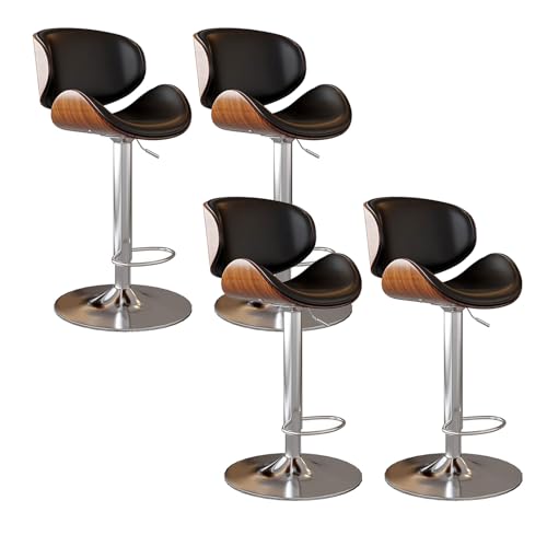 YDkjwjw Moderne Barhocker, 4er-Set, verstellbar, mit PU-Leder gepolstert, drehbar, Barhocker in Thekenhöhe, Barstühle mit Rückenlehne für Kücheninsel von YDkjwjw