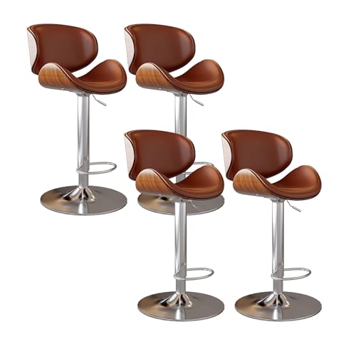 YDkjwjw Moderne Barhocker, 4er-Set, verstellbar, mit PU-Leder gepolstert, drehbar, Barhocker in Thekenhöhe, Barstühle mit Rückenlehne für Kücheninsel von YDkjwjw