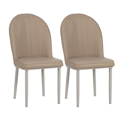 YDkjwjw Moderne Esszimmerstühle 2er-Set, mit PU-Leder gepolsterte Küchenstühle mit geschwungener hoher Rückenlehne und Metallbeinen, armlose Beistellstühle für das Esszimmer Restaurant von YDkjwjw