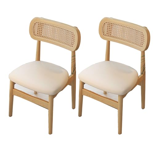 YDkjwjw Moderne Esszimmerstühle Set mit 2 Esszimmerstühlen aus Massivholz mit Rattanrückenlehne, gepolsterte Küchenbeistellstühle aus der Mitte des Jahrhunderts für Küche, Wohnzimmer von YDkjwjw