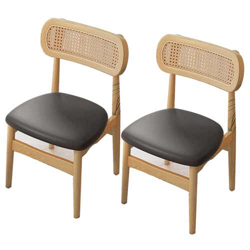 YDkjwjw Moderne Esszimmerstühle Set mit 2 Esszimmerstühlen aus Massivholz mit Rattanrückenlehne, gepolsterte Küchenbeistellstühle aus der Mitte des Jahrhunderts für Küche, Wohnzimmer von YDkjwjw