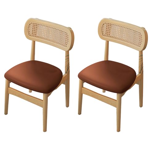 YDkjwjw Moderne Esszimmerstühle Set mit 2 Esszimmerstühlen aus Massivholz mit Rattanrückenlehne, gepolsterte Küchenbeistellstühle aus der Mitte des Jahrhunderts für Küche, Wohnzimmer von YDkjwjw