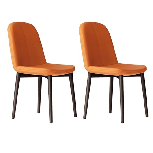YDkjwjw Moderne Esszimmerstühle aus PU-Leder 2er-Set, gepolsterte Küchenstühle Armlehnenlose Beistellstühle mit gebogener Rückenlehne und Metallbeinen für das Esszimmer Restaurant von YDkjwjw
