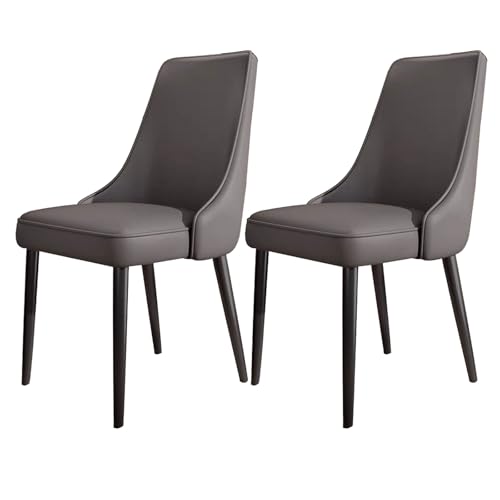 YDkjwjw Moderne Esszimmerstühle aus PU-Leder 2er-Set, gepolsterte Küchenstühle Armlehnenlose Beistellstühle mit gebogener hoher Rückenlehne und Metallbeinen für das Esszimmer Restaurant von YDkjwjw