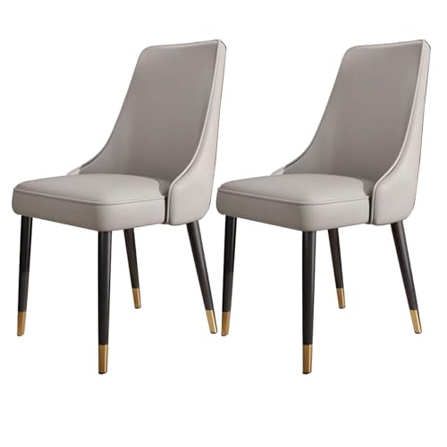 YDkjwjw Moderne Esszimmerstühle aus PU-Leder 2er-Set, gepolsterte Küchenstühle Armlehnenlose Beistellstühle mit gebogener hoher Rückenlehne und Metallbeinen für das Esszimmer Restaurant von YDkjwjw