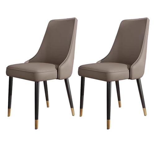 YDkjwjw Moderne Esszimmerstühle aus PU-Leder 2er-Set, gepolsterte Küchenstühle Armlehnenlose Beistellstühle mit gebogener hoher Rückenlehne und Metallbeinen für das Esszimmer Restaurant von YDkjwjw