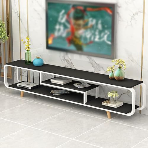 YDkjwjw Moderner TV-Entertainment-Center-Schrank mit 3-Stufigen Offenen Regalen, TV-Ständer aus Holz mit Metallrahmen für das Schlafzimmer im Wohnzimmer von YDkjwjw