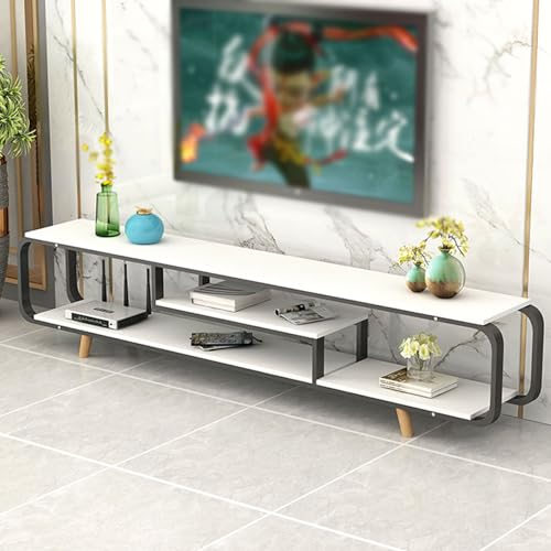 YDkjwjw Moderner TV-Entertainment-Center-Schrank mit 3-Stufigen Offenen Regalen, TV-Ständer aus Holz mit Metallrahmen für das Schlafzimmer im Wohnzimmer von YDkjwjw