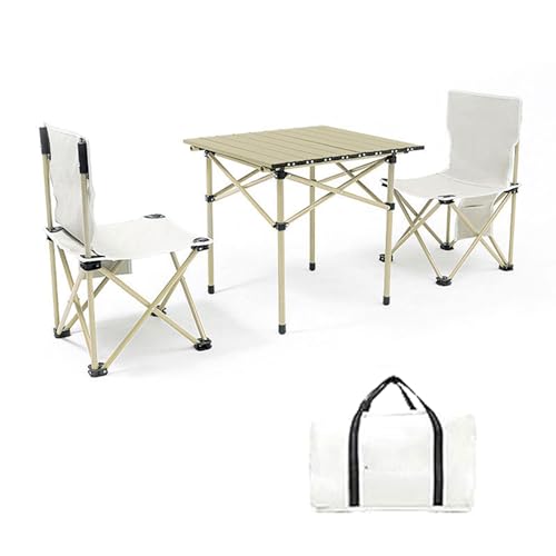 YDkjwjw Picknicktisch Tragbare klappbare Liegestühle Campingtisch und Stühle, leichte zusammenklappbare Aluminium-Tischplatte zum Kochen im Freien Strand Hinterhof, Off White von YDkjwjw