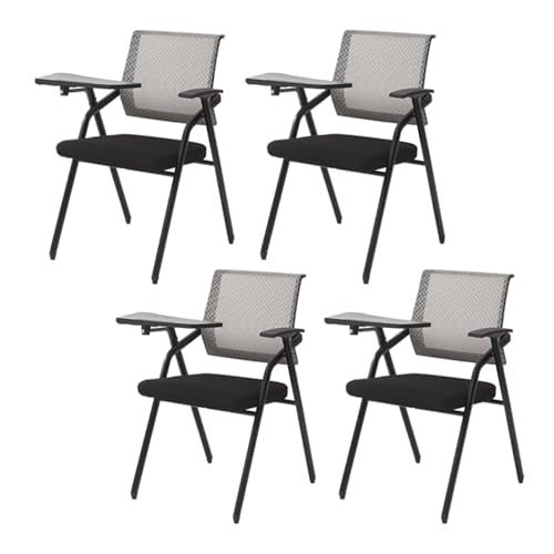 YDkjwjw Stapelbar Konferenzraum Stühle mit Tablet Arm, 4 Pack klappbar Bürostuhl faltbar Schreibtischstuhl Mesh zurück und Arme für Konferenz Meeting Guest Reception von YDkjwjw