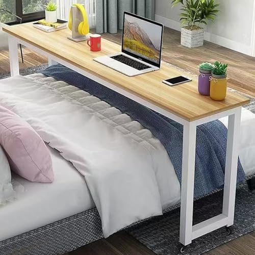 YDkjwjw Über dem Betttisch, Betttisch mit Rädern, Bettschreibtisch mit Metallbein, mobiler Bett-Laptop-Schreibtisch, der über die Nachttische für das Home-Office-Krankenhaus rollt von YDkjwjw