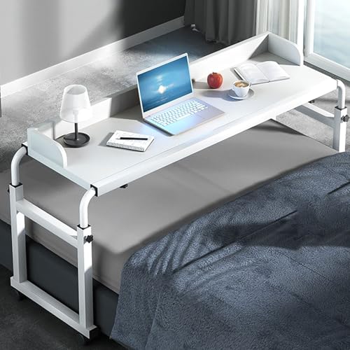 YDkjwjw Überbetttisch Laptop-Schreibtisch Verstellbare Mobile Computertische mit Rädern, tragbarer bequemer Leseschreibtisch mit Metallrahmen für das Essen von YDkjwjw