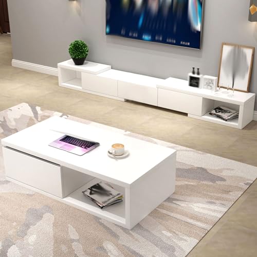 YDkjwjw Verstellbarer TV-Ständer und Couchtisch Combo-Set, Länge Teleskop Ausziehbarer TV-Schrank mit 3 Schubladen, platzsparende Medienkonsole Wohnzimmer Wohnungen YDkjwjw Verstellbarer TV-Ständer und Couchtisch Combo-Set, Länge Teleskop Ausziehbarer TV-Schrank mit 3 Schubladen, platzsparende Medienkonsole Wohnzimmer Wohnungen von YDkjwjw