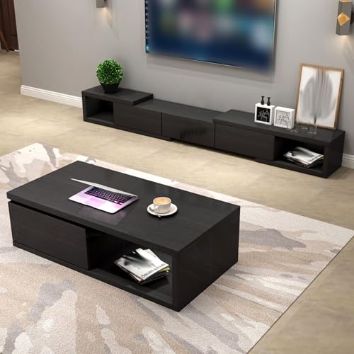 YDkjwjw Verstellbarer TV-Ständer und Couchtisch Combo-Set, Länge Teleskop Ausziehbarer TV-Schrank mit 3 Schubladen, platzsparende Medienkonsole Wohnzimmer Wohnungen YDkjwjw Verstellbarer TV-Ständer und Couchtisch Combo-Set, Länge Teleskop Ausziehbarer TV-Schrank mit 3 Schubladen, platzsparende Medienkonsole Wohnzimmer Wohnungen von YDkjwjw