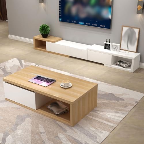 YDkjwjw Verstellbarer TV-Ständer und Couchtisch Combo-Set, Länge Teleskop Ausziehbarer TV-Schrank mit 3 Schubladen, platzsparende Medienkonsole Wohnzimmer Wohnungen YDkjwjw Verstellbarer TV-Ständer und Couchtisch Combo-Set, Länge Teleskop Ausziehbarer TV-Schrank mit 3 Schubladen, platzsparende Medienkonsole Wohnzimmer Wohnungen von YDkjwjw