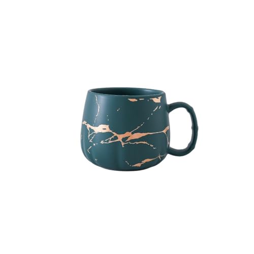 YDoLimmer Gold Muster Keramische Kaffeetasse Keramische Tasse Tee Tasse Konzentrierte Kaffeetasse 400ml Kaffeetasse Geburtstagsgeschenk Weihnachten Hochzeit Valentinstag Jubiläum (grün) von YDoLimmer