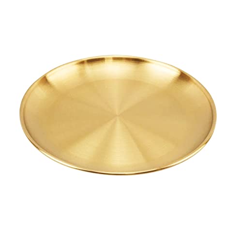 YDoLimmer Gold Speiseplatte Edelstahl rundes Tablett Serviertablett Edelstahlteller Servierteller Platzteller für Küche Party Camping Weihnachten Restaurant (17cm) von YDoLimmer