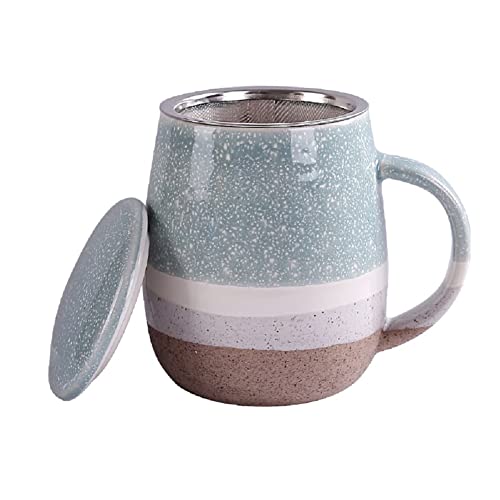 YDoLimmer Teetrennung Keramikbecher mit großer Kapazität, Teetasse mit Filter und Keramikabdeckung, große Bauchschale, 350 ml, ist ein idealer Teezubereiter (Blau) von YDoLimmer