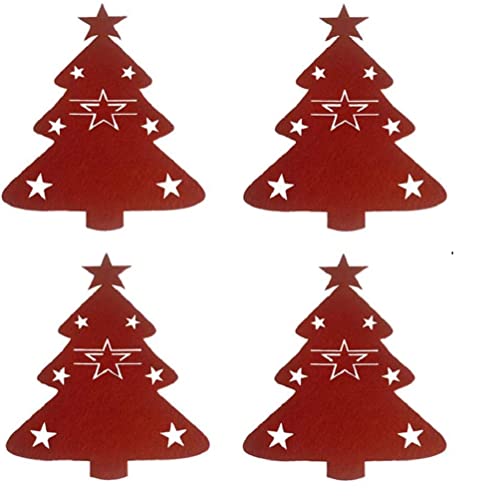 YDoLimmer Weihnachten Bestecktasche aus Filz 21x17cm Besteckbeutel Weihnachtsbaum Form Geschirrhalter Weihnachten Dekoration (4) von YDoLimmer
