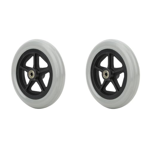 2 Stück 7-Zoll-Rollstuhl-Vorderräder Walker-Räder Gummi-Rollstuhl-Ersatzräder Rollstuhl-Zubehör Grau von YDuupxe