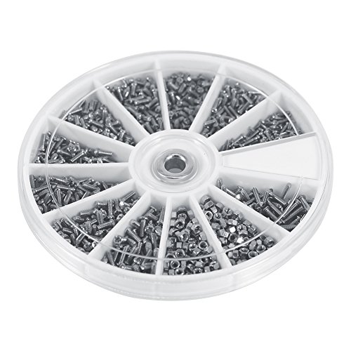 600 Stück Kleine Schrauben Muttern Sortiment Kit M1 M1.2 M1.4 M1.6 Edelstahl Kleine Maschinenschrauben Sortiment Kit für Uhren Brillen Mini Schrauben Set von YDuupxe