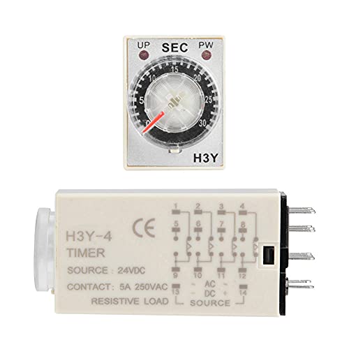 DC 24V H3Y-4 14 Pin Zeitrelais Verzögerung Verzögerungstimer, Zeitrelais Plug-In-Schalter Timer Zeigersteuerung Timer-Steuerschalter Stromverzögerung (30S) von YDuupxe